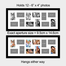 Load image into Gallery viewer, Large Multi Photo Picture Frame for 12 6&quot; x 4&quot; Photos in a Black Frame - Multi Photo Frames
