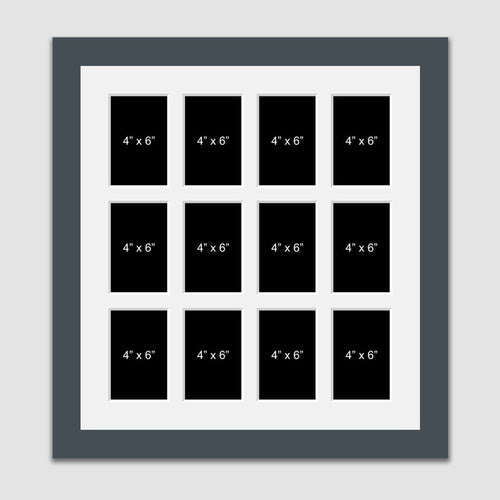 Multi Photo Picture Frame Holds 12 4x6 Photos in a Dark Grey Frame - Multi Photo Frames